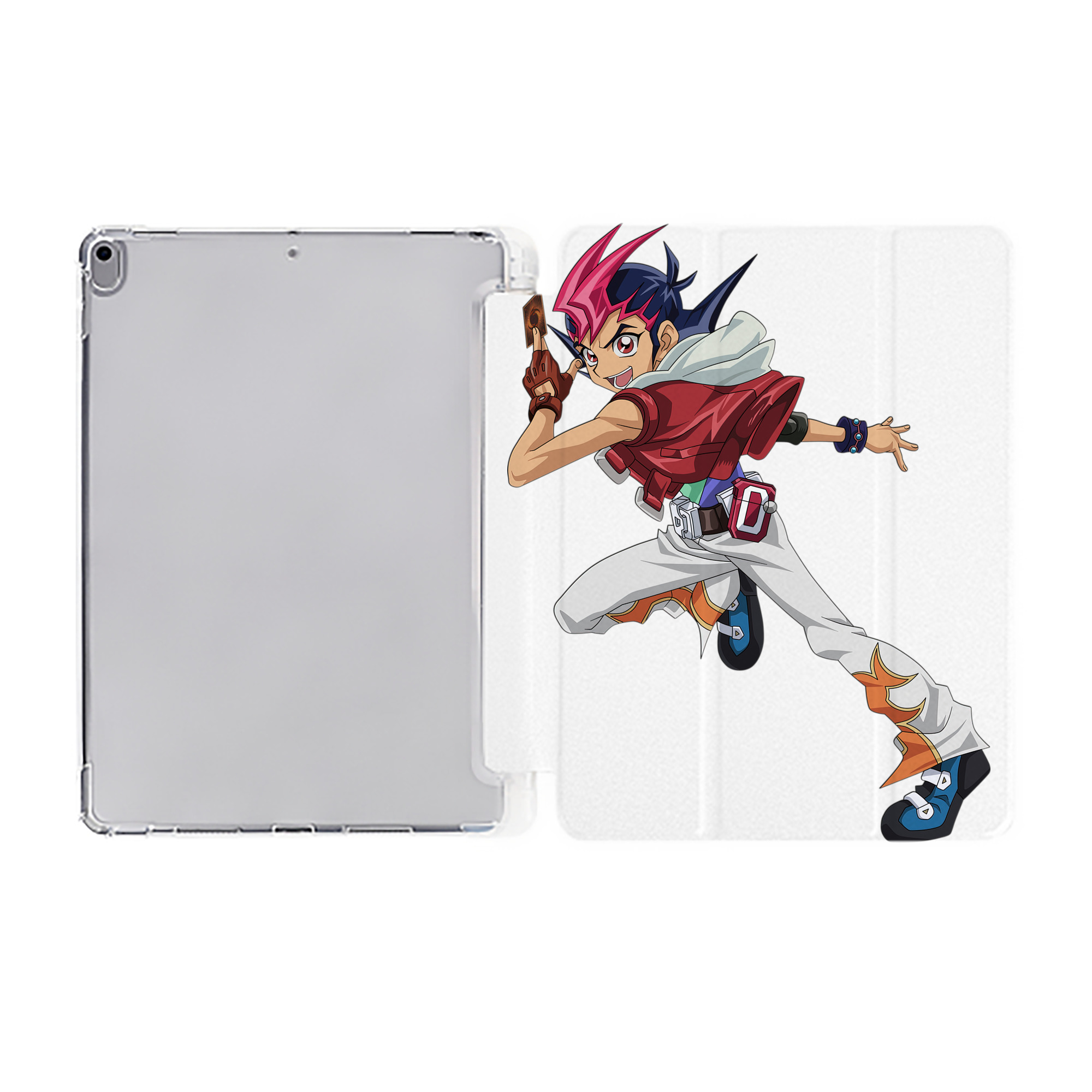 （画像用） 遊☆戯☆王 Yu-Gi-Oh! IPad ケース ペン収納付き 三つ折りスタンド PUレザー×シリコン 対応機種9.5/10.5/10.9インチ